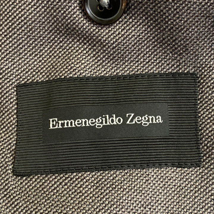 ERMENEGILDO ZEGNA Size 46 Regular Taupe Nailhead Silk Cotton Sport Coat