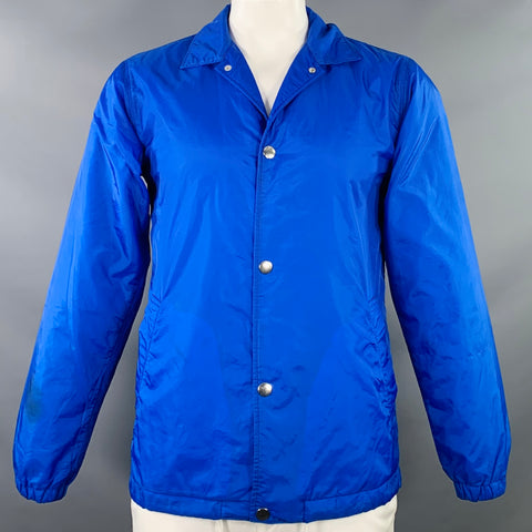 COMME des GARCONS SHIRT BOYS Size L Blue Grey Logo Polyamide Snaps Coach Jacket