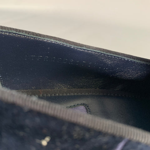 BURBERRY Size 9.5 Navy Monogram Velvet Slip On Loafers