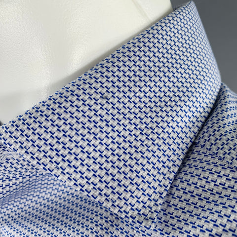 CHARLES TYRWHITT Size S Blue Grey Lines Cotton Cutaway Collar Long Sleeve Shirt