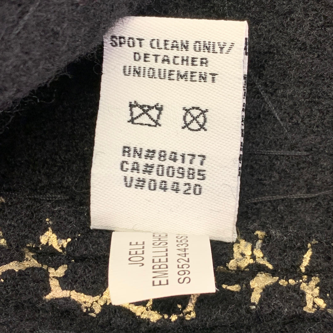 DIANE VON FURSTENBERG Size S Joele Black Gold Wool Cropped Jacket Blazer