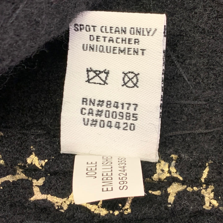 DIANE VON FURSTENBERG Size S Joele Black Gold Wool Cropped Jacket Blazer