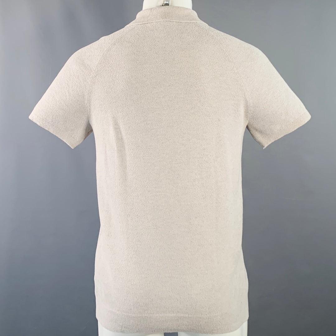 REISS Size S Gammo Grey White Terry Polyamide Blend Zip Up Polo