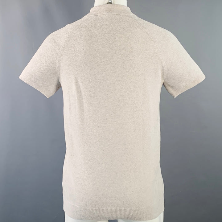 REISS Size S Gammo Grey White Terry Polyamide Blend Zip Up Polo