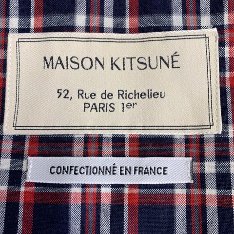 MAISON KITSUNE Size 36 Navy Red White Plaid Cotton Sport Coat