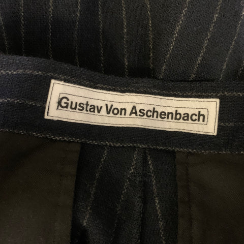 GUSTAV VON ASCHENBACH Size L Navy Grey Pinstripe Wool Blend Casual Pants