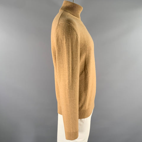 RALPH LAUREN Size XL Camel Knit Cashmere Turtleneck Sweater