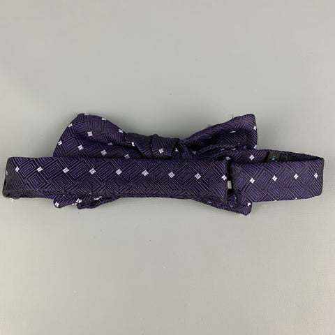 CHARVET Purple White Squares Silk Bowtie
