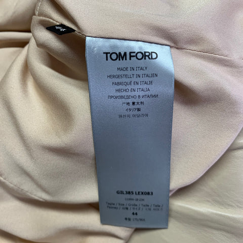 TOM FORD Size 8 Beige Viscose Quilted Leather Biker Jacket