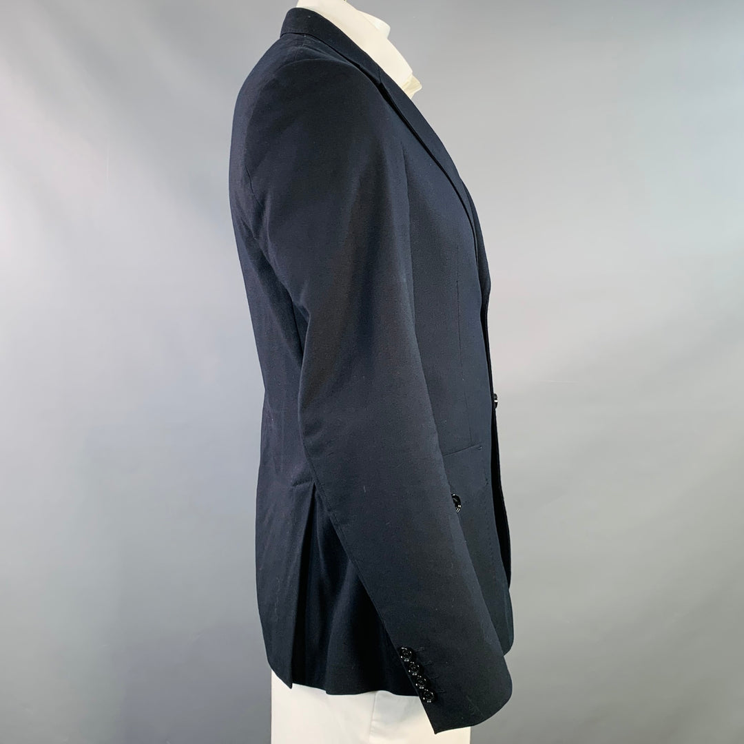 BURBERRY LONDON Size 42 Navy Cotton Blend Notch Lapel Sport Coat