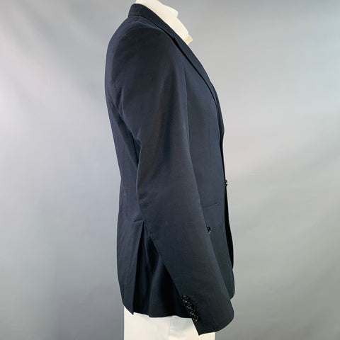 BURBERRY LONDON Size 42 Navy Cotton Blend Notch Lapel Sport Coat