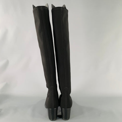 STUART WEITZMAN Size 8.5 Black Leather Mixed Materials Pull On Boots