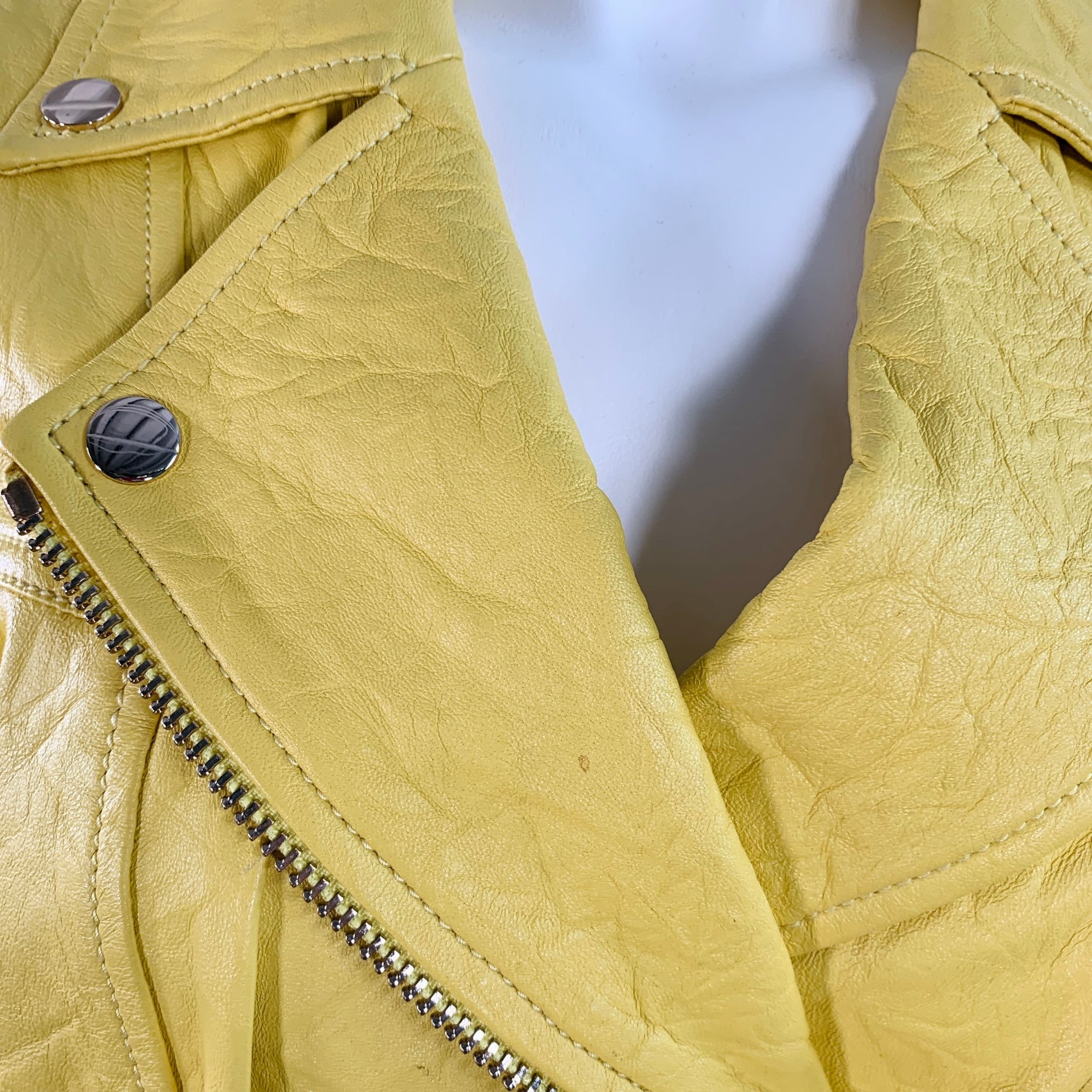MICHAEL by MICHAEL KORS Size M Yellow Leather Lambskin Motorcycle