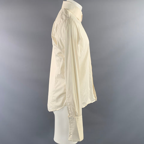 MUGLER Size M White Cotton Button Up Long Sleeve Shirt