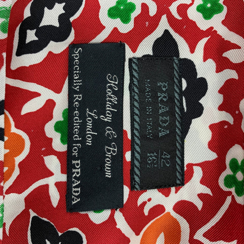 PRADA x HOLLIDAY BROWN Size L Multi-Color Abstract Silk Button Down Long Sleeve Shirt