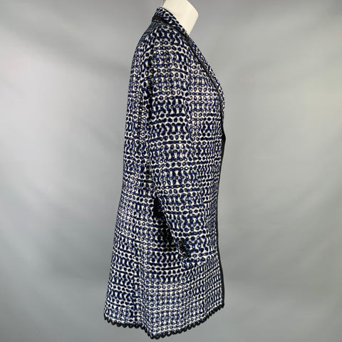 SACAI LUCK Size M Blue Black White Embroidered Eyelet Coat