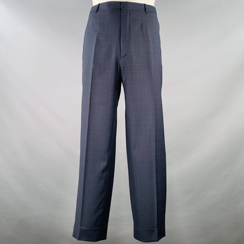 POLO by RALPH LAUREN Size 46 Navy Blue Window Pane Virgin Wool Suit