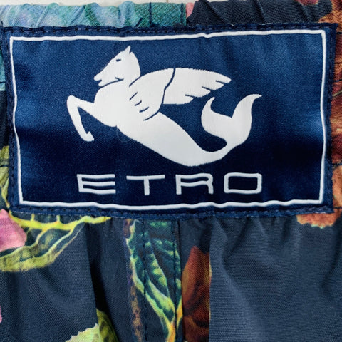ETRO Size L Multi Color Floral Polyamide Swim Trunks