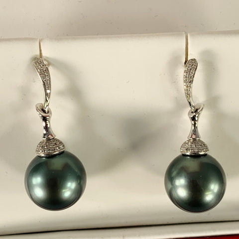 TOSCOW Silver Grey Real Pearls Rhinestones Post Earrings