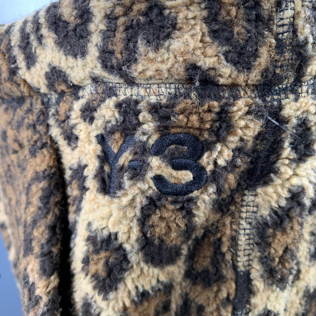 Y-3 Size S Brown Beige Animal Print Fleece Oversized Shorts