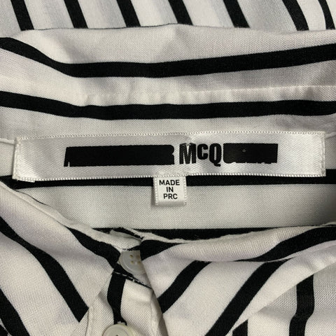 MCQ by ALEXANDER MCQUEEN 2016 Size L Black White Viscose Stripe Tunic Shirt