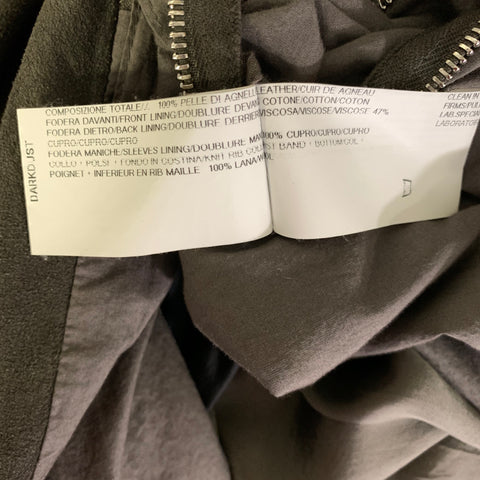 RICK OWENS Size 46 Green Olive Ribbed Leather Bomber Jacket