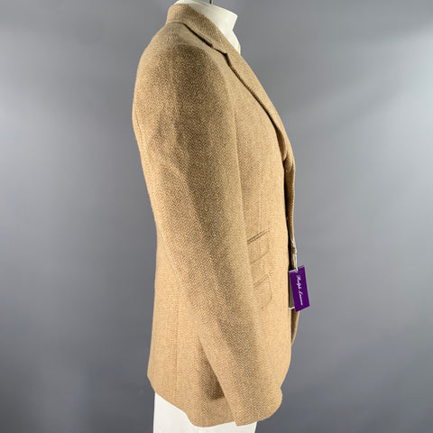 RALPH LAUREN Size 42L Camel Tan Herringbone Wool Notch Lapel Sport Coat