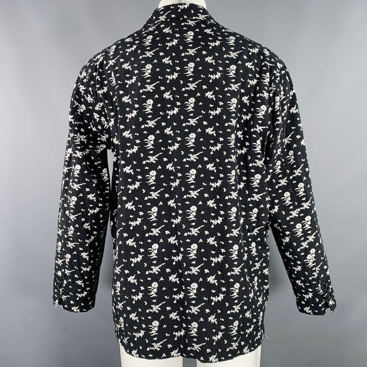 ENGINEERED GARMENTS Size M Black White Cotton Blend Floral Jacket