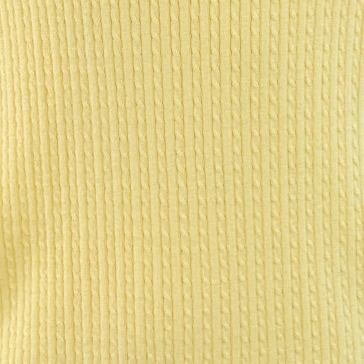 MR TURK Size M Yellow Cable Knit Cotton Polo