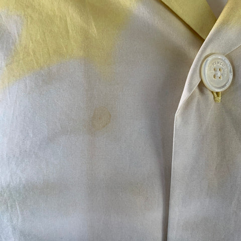 KENZO Size M Yellow Green Abstract Cotton Button Up Short Sleeve Shirt