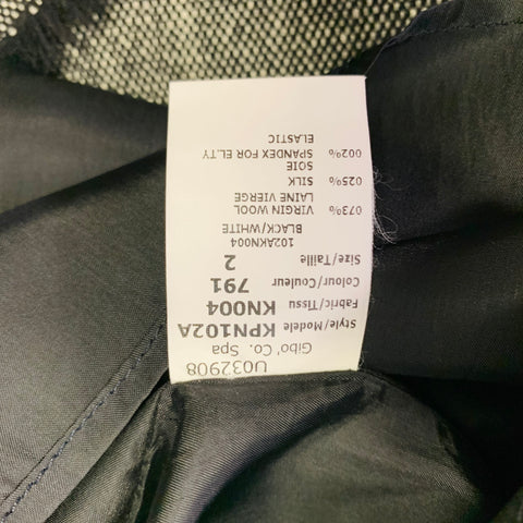 MICHAEL KORS COLLECTION Size 2 Black White Wool Silk Tweed A-Line Skirt