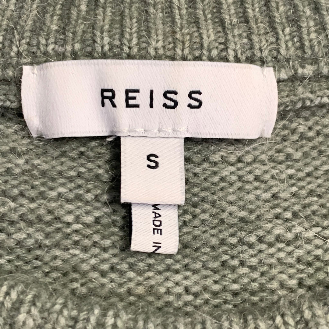REISS Size S Marcus Green Heather Knit Polyamide Blend Crew Neck Sweater