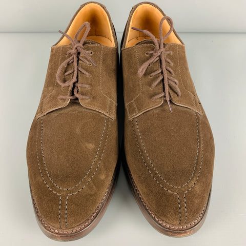 CROCKETT & JONES Size 10 Brown Suede Split Toe Lace Up Shoes