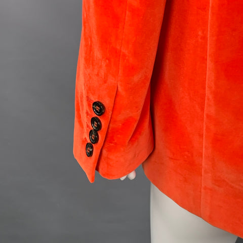 MSGM Size S Orange Cotton Velvet Double Breasted Peak Lapel Jacket Blazer