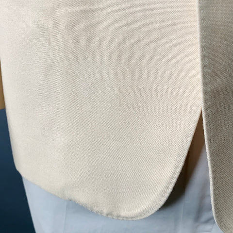 CELINE Size 42 Cream Silk Notch Lapel Sport Coat