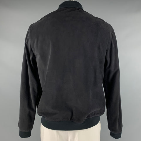 SANDRO Size XXL Black Suede Bomber Jacket