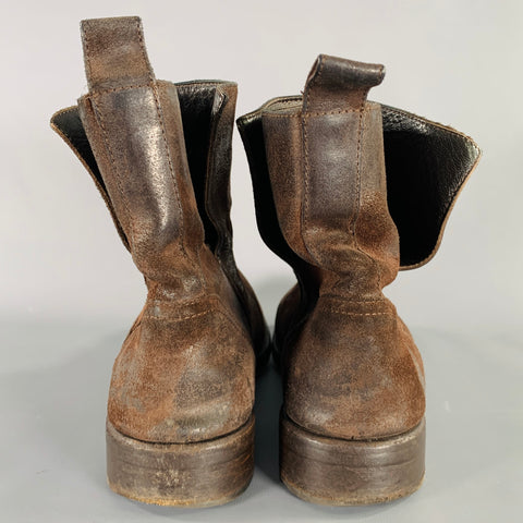 DOLCE & GABBANA Size 10.5 Brown Distressed Roughout Leather Boots