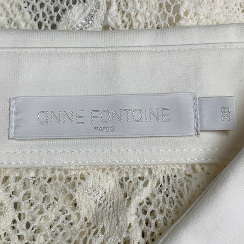 ANNE FONTAINE Size 6 Margie Cream Polyamide Blend Lace Button Up Blouse