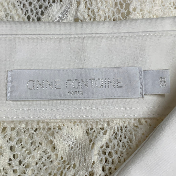ANNE FONTAINE Size 6 Margie Cream Polyamide Blend Lace Button Up Blouse