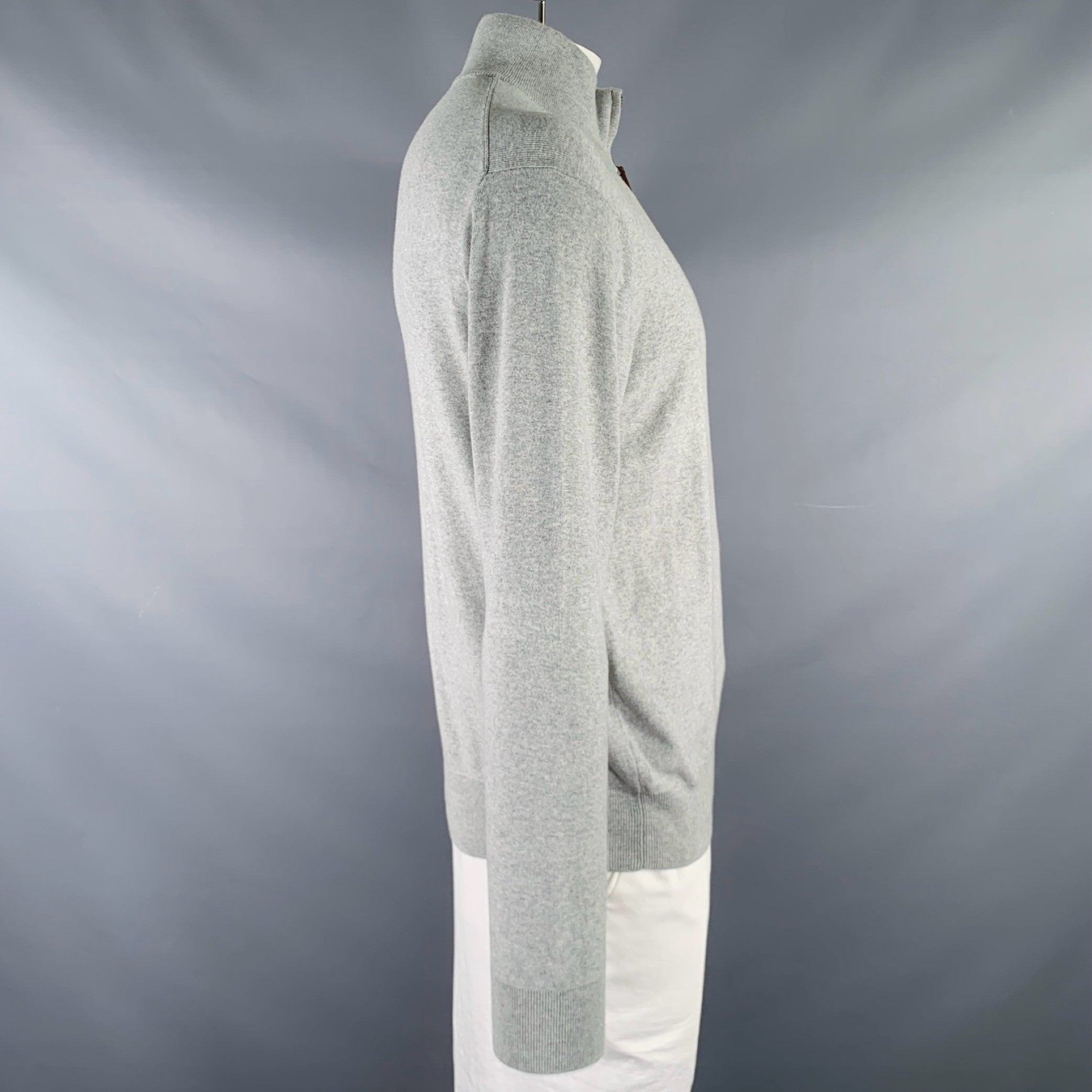 POLO by RALPH LAUREN Size L Grey Heather Cotton 1/4 Zip Pullover