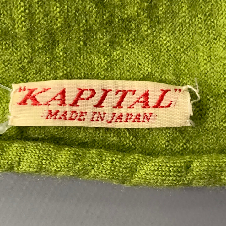 KAPITAL Green White Butterfly Oversized Wool Scarf