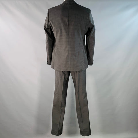 HUGO BOSS Size 42 Regular Grey Black Checkered Virgin Wool Notch Lapel Suit