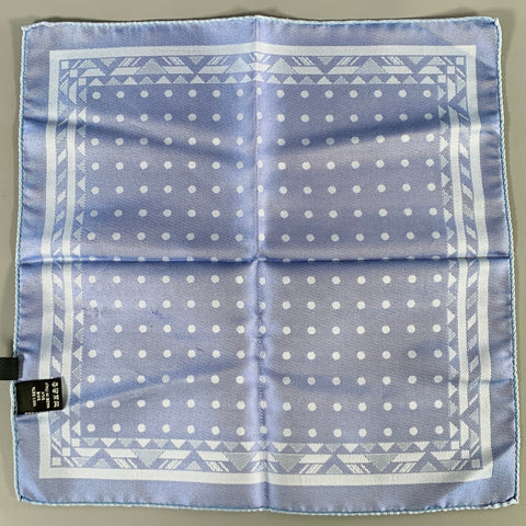 VERSACE Blue Light Blue Jacquard Geometric Dots Silk Pocket Square