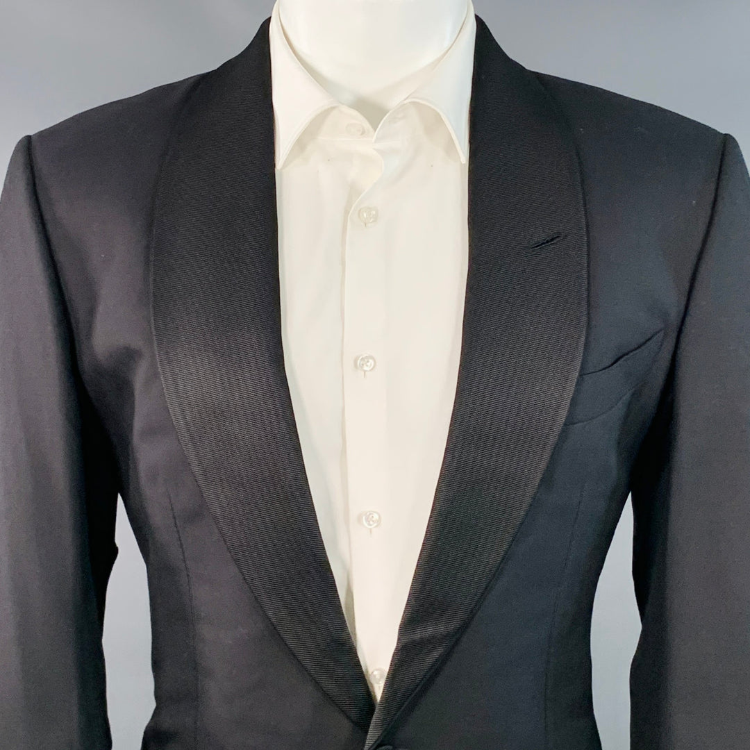 TOM FORD Size 40 Regular Black Wool Shawl Lapel Sport Coat