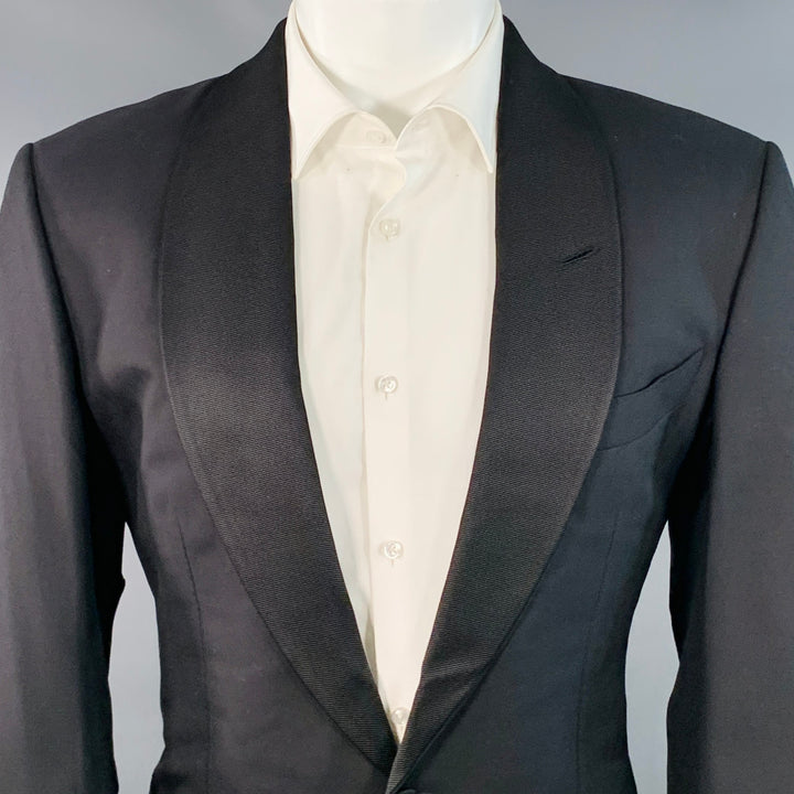 TOM FORD Size 40 Regular Black Wool Shawl Lapel Sport Coat