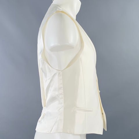 CARLO PIGNATELLI Size 38 Cream Acetate Silk Textured Vest