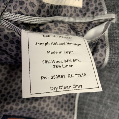 JOSEPH ABBOUD Size 40 Grey White Woven Wool Linen Sport Coat