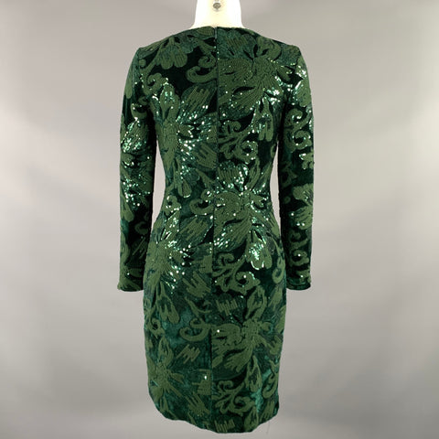 BADGLEY MISCHKA Size 0 Green Polyester Floral Knee Length Cocktail Dress – Sui Generis Designer Consignment