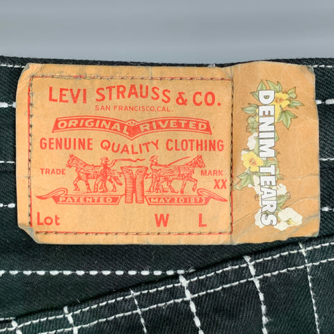 LEVI STRAUSS Size 32 Black White Patches Cotton Embroidered Jeans