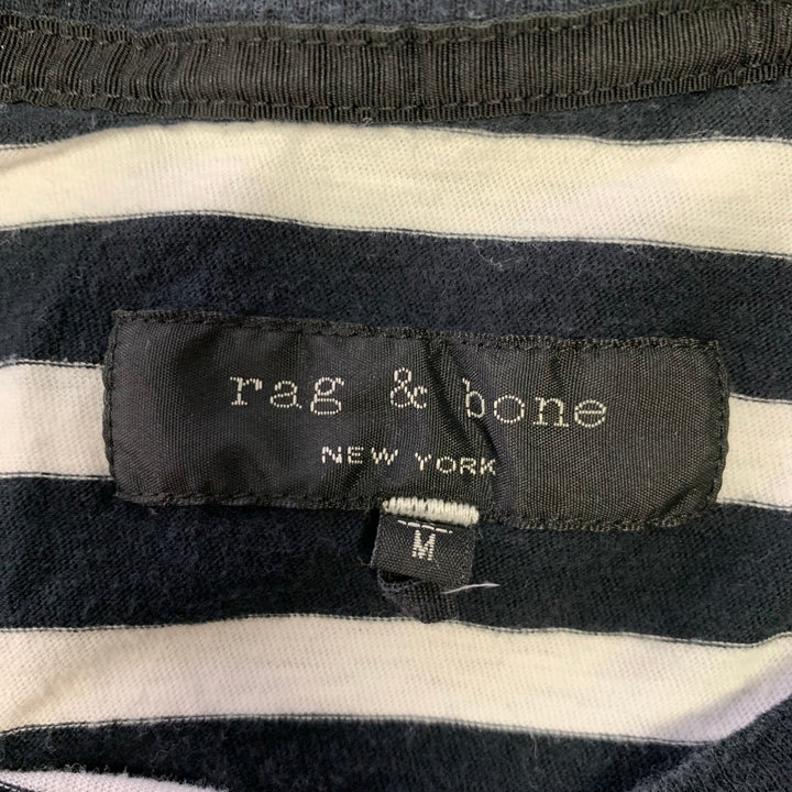 RAG & BONE Size M Navy White Stripe Cotton Crew-Neck T-shirt
